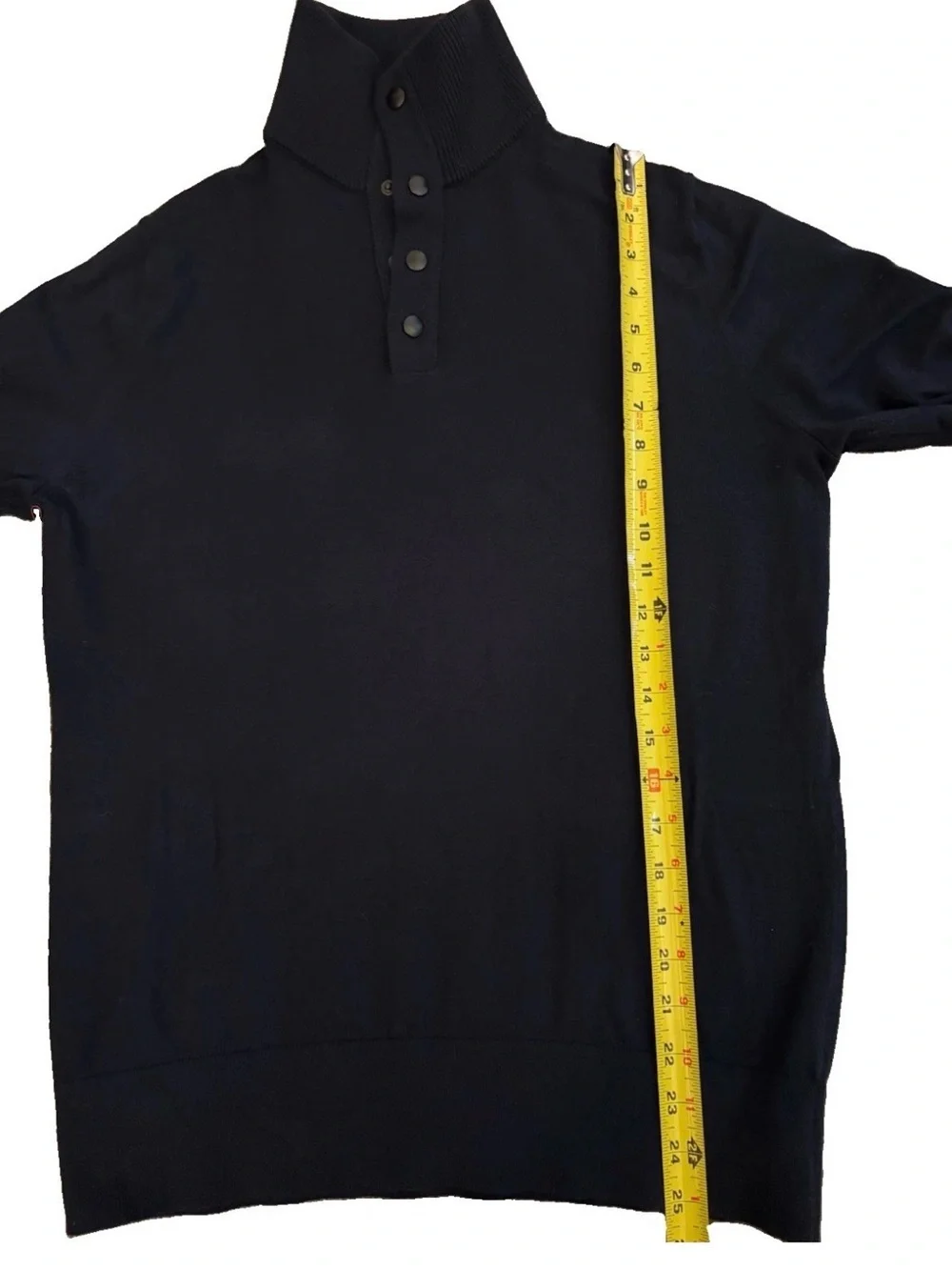 Banana Republic Men's 1/4 Snap Navy Blue Long Sleeve Knit Pullover